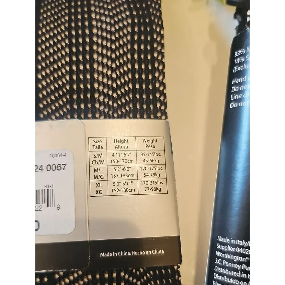Worthington Black Openwork Tights NWT Set Of 2